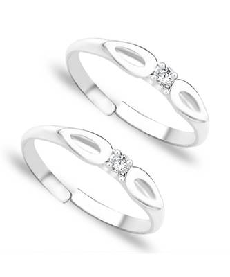 Petals White Stone Silver Toe Ring-TR251 1