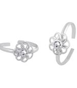 Flower CZ Silver Toe Ring-TR256