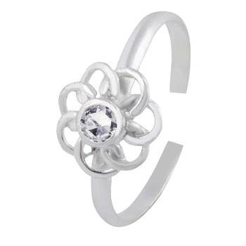 Flower CZ Silver Toe Ring-TR256 3