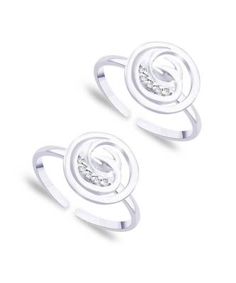 Circled Studded Silver Toe Ring-TR262 1