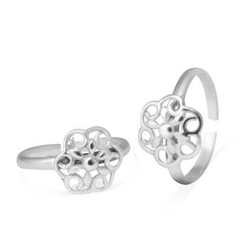 Gracy Floral Silver Toe Ring-TR303 3