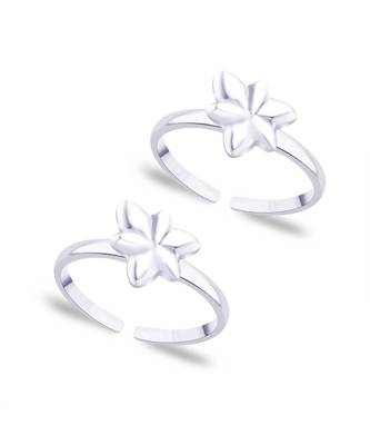 Floral Cutwork Silver Toe Ring-TR307 1
