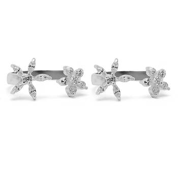 Flower CZ Silver Toe Rings-TR312 1