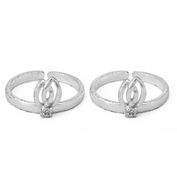 All Lit Silver Toe Ring-TR315 2