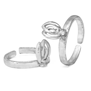All Lit Silver Toe Ring-TR315 4