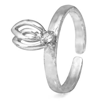 All Lit Silver Toe Ring-TR315 5