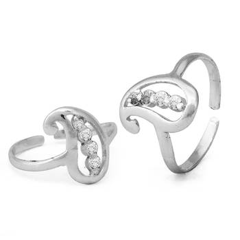 Carry White CZ Silver Toe Rings-TR326 1