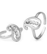 Carry White CZ Silver Toe Rings-TR326