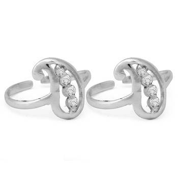 Carry White CZ Silver Toe Rings-TR326 2