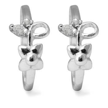 Twisty Flower CZ Silver Toe Rings-TR329 5