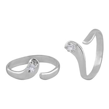 Silver Sterling Silver Plated Minimalist CZ Open Toe Rings 1