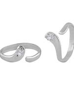 Silver Sterling Silver Plated Minimalist CZ Open Toe Rings