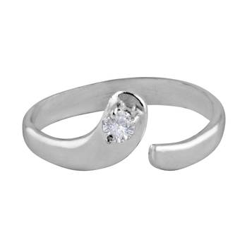 Silver Sterling Silver Plated Minimalist CZ Open Toe Rings 2