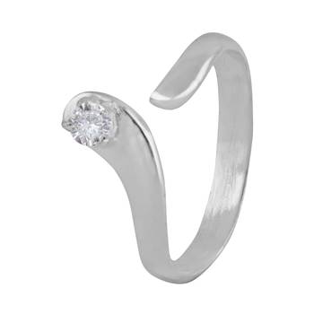 Silver Sterling Silver Plated Minimalist CZ Open Toe Rings 3