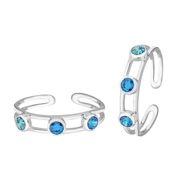 Gleaming Blue CZ Silver Toe Ring-TR366 1