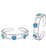Gleaming Blue CZ Silver Toe Ring-TR366