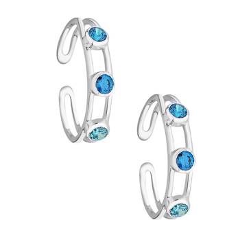 Gleaming Blue CZ Silver Toe Ring-TR366 3