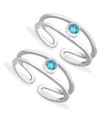 Blue Zircon Silver Toe Ring-TR367