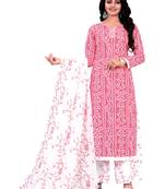 Pink printed cotton salwar