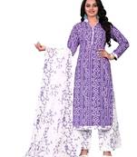 Purple printed cotton salwar