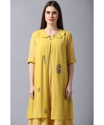 YELLOW silk hand EMBROIDERY 1
