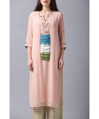 Peach Crapehand Embroidery And Matchin 3