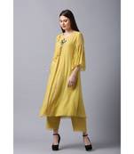 YELLOW cotton hand EMBROIDERY AND PRINT