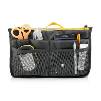 Shree Shyam Product Set of 1 Pc Grey Nylon & Polyester Travel Storage Organizer Bag, Multi Pocket Handbag Organizer 3