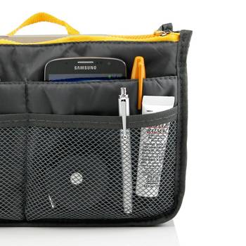 Shree Shyam Product Set of 1 Pc Grey Nylon & Polyester Travel Storage Organizer Bag, Multi Pocket Handbag Organizer 4