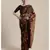 Brown Floral Printed Cotton Silk Saree With Blouse