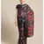 Black & Red Floral Printed Cotton Silk Saree With Blouse