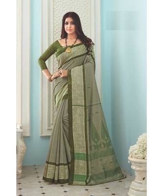 Green Woven  Cotton Silk Saree With Blouse 1