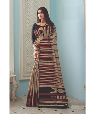 Brown Woven  Cotton Silk Saree With Blouse 1