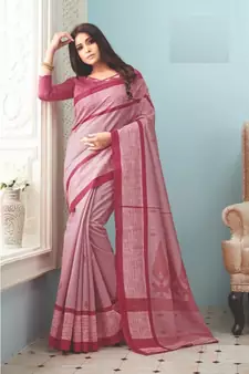 Pink Woven  Cotton Silk Saree With Blouse
