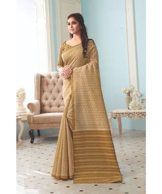Yellow Woven  Cotton Silk Saree With Blouse 1