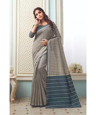 Grey Woven  Cotton Silk Saree With Blouse 1
