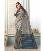 Grey Woven  Cotton Silk Saree With Blouse