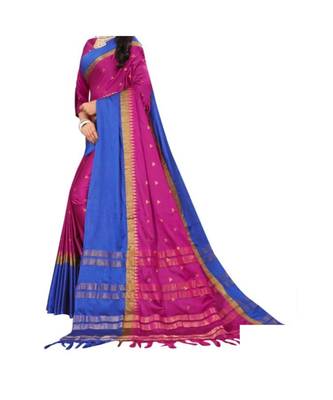 Pink Woven  Cotton Silk Saree With Blouse 2
