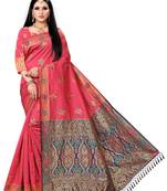Pink printed silk saree with blouse