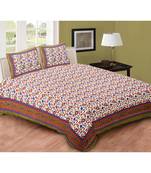 Green Printed Cotton Double Bedsheets With Pillow Cover