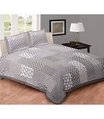 Grey Printed Cotton Double Bedsheets With Pillow Cover