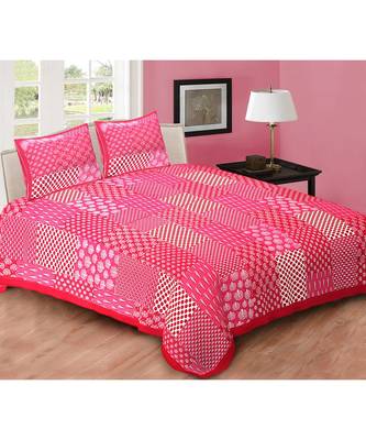 Red Printed Cotton Double Bedsheets With Pillow Cover 1