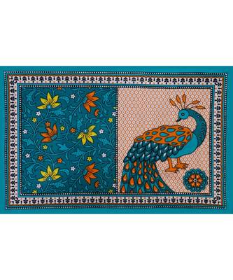 Blue Printed Cotton Double Bedsheets With Pillow Cover 4