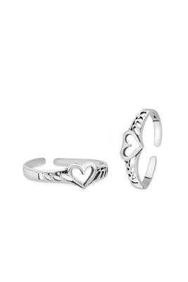 Heart & Cut Work Silver Toe Ring-TR372 1