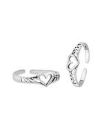 Heart & Cut Work Silver Toe Ring-TR372