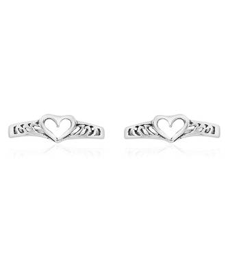Heart & Cut Work Silver Toe Ring-TR372 3