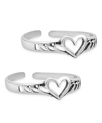 Heart & Cut Work Silver Toe Ring-TR372 4