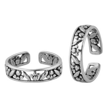 Frizzy Cutout Silver Toe Ring-TR377 1