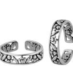 Frizzy Cutout Silver Toe Ring-TR377