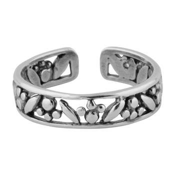 Frizzy Cutout Silver Toe Ring-TR377 2